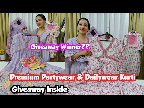 GIVEAWAY WINNER •|Beautiful Summer Partywear & Dailywear Kurti ...