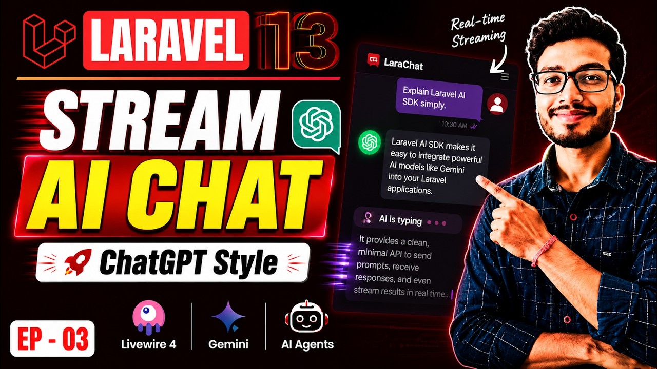 Build a ChatGPT Style AI App in Laravel 13 AI SDK + Livewire 4 + Gemini | Streaming Responses