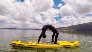 PADDLE BOARDING YOGA (attempt) in the Sacred Valley!