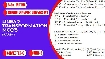 LinearTransformation | MCQ | Part-1| Range, Rank, Kernel, Nullity | RTMNU | B.Sc. Maths