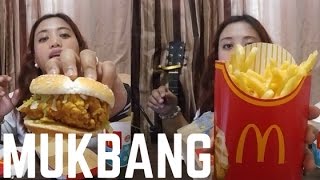 Eating Chicken MsSpicy with Large Fries and Golden Rootbeer McFloat from McDonal
