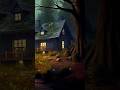 Magical Forest Cabin at Night🌙/Cozy Glow Under Full Moon ✨ /Hidden Forest Cottage Under Giant Moon🌲