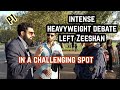 Intense heavyweight debate left zeeshan in  challenging spot smile2jannah visitor speakers corner