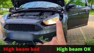 Ford Focus 2016 Headlight bulb replacement (Position light, Low and High beam)