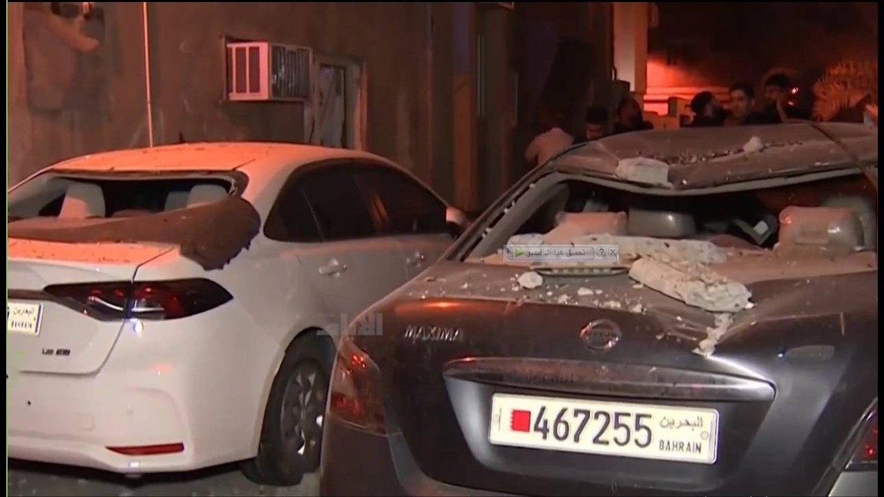 شاهد صاروخ اعتراضي أمريكي ينزل على -سترة في البحرين حريق في مصفاه بابكو!!