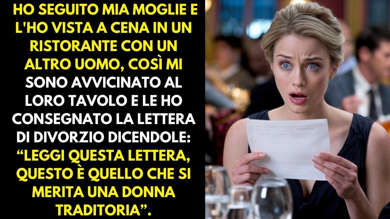 Ho seguito mia moglie e l'ho vista cenare in un ristorante con un altro uomo, quindi...