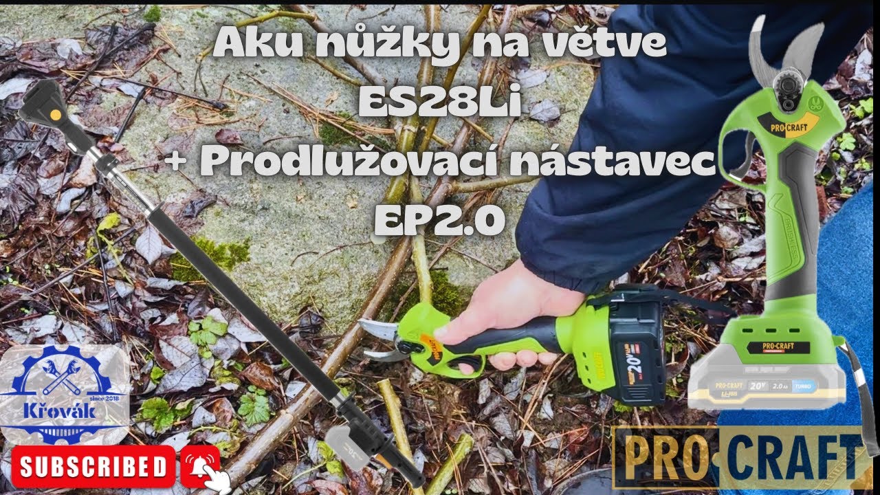 Aku nůžky na větve Procraft ES28Li + Prodlužovací nástavec EP2.0