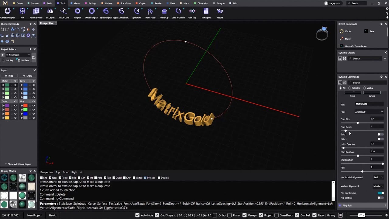 Text On Curve - MatrixGold Dynamic Commands - YouTube