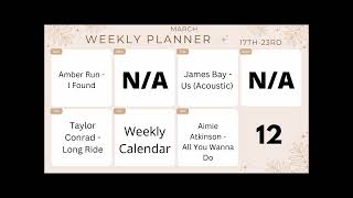 Weekly Calendar: March - Week 12