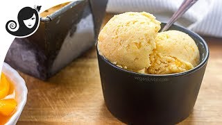 Vegan Homemade Peach Ice Cream recipe (no machine/churning)  Cling Peach Series 3/3