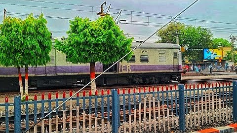 Crossing:Electric Multiple Unit Train Meets another Emu Train||Indian Railway ||