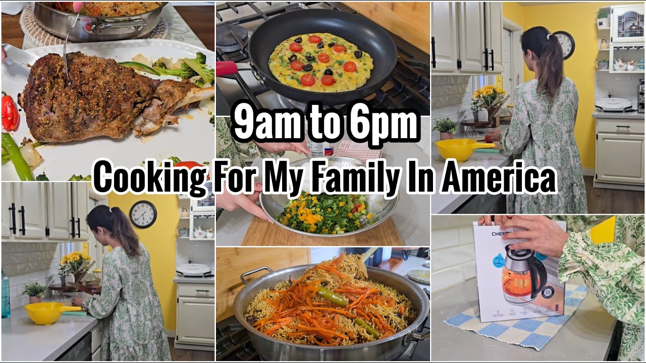 Pakistani Mom In America 8am to 6pm Routine | Cooking Dinner for Family | Pulao & Raita Recipes