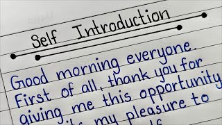 How To Introduce Yourself In Collegeschool Self Introduction Satish Calligraphy