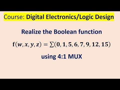 Design of MUX: Realize the Boolean function f(w, x, y, z) ="Σ" (0, 1, 5, 6, 7, 9, 12, 15)