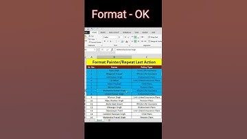 Format Painter & Repeat last action in Excel #shorts #shortvideo #excel #shortcut #viral #short