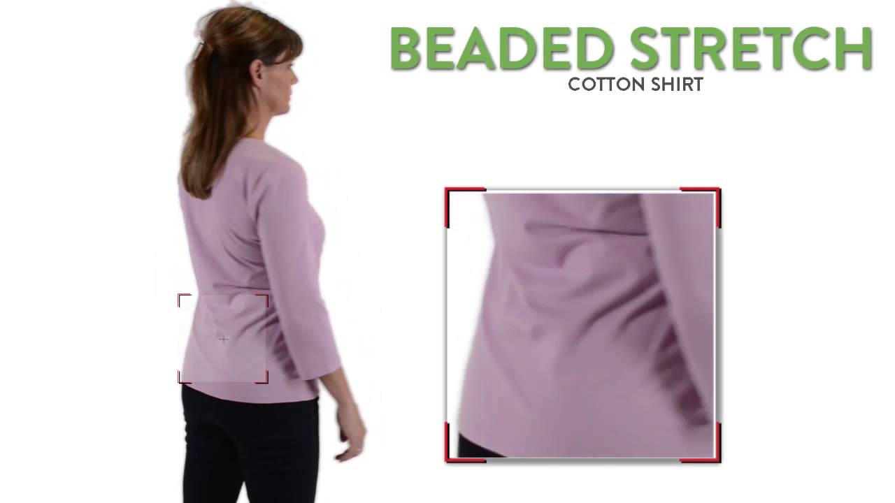 Beaded Stretch Cotton Shirt - Long Sleeve (For Women) - YouTube
