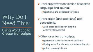 Use Word 365 to Generate Transcripts for Audio/Video Files