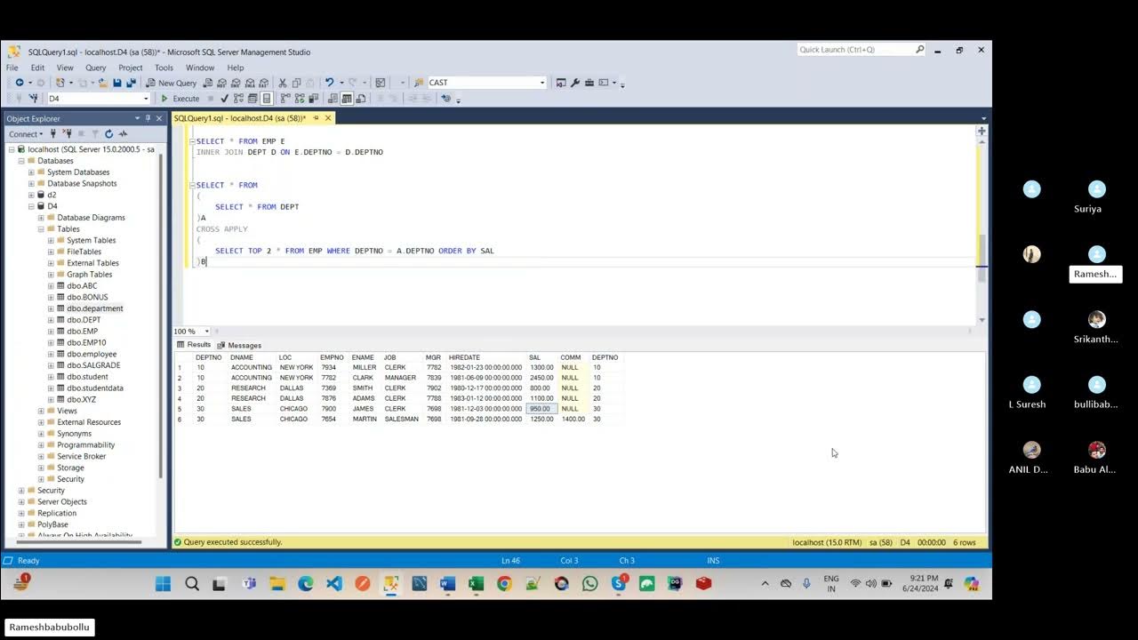 Part 28 sql server cross apply and outer apply by ramesh babu bollu
