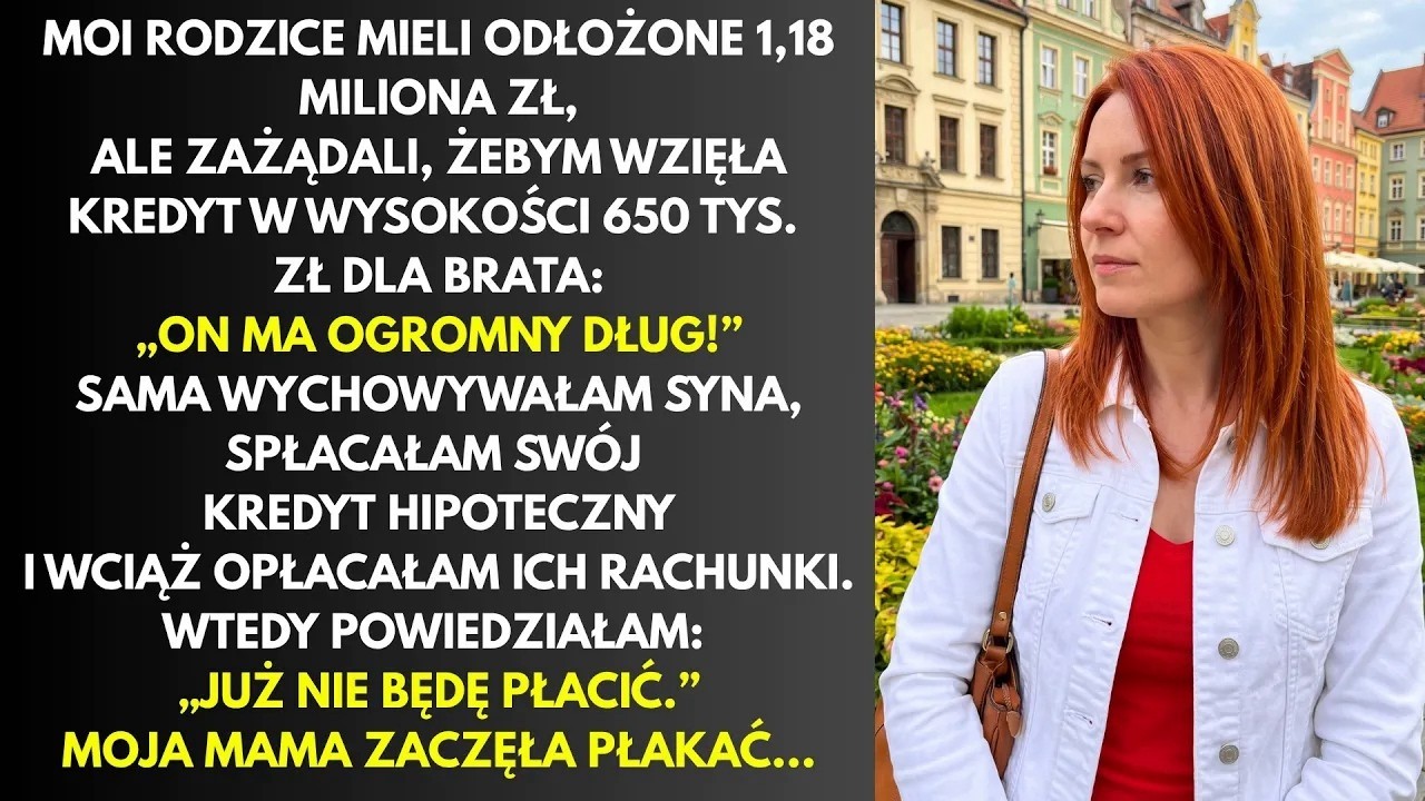 Niedzielny obiad u rodziców, zwykły dzień, zapach rosołu, rozmowy o niczym. Nagle tata odkłada widelec i mówi, że Jacek ma prawie milion długu. Mama bierze mnie za rękę i prosi, żebym poszła do...
