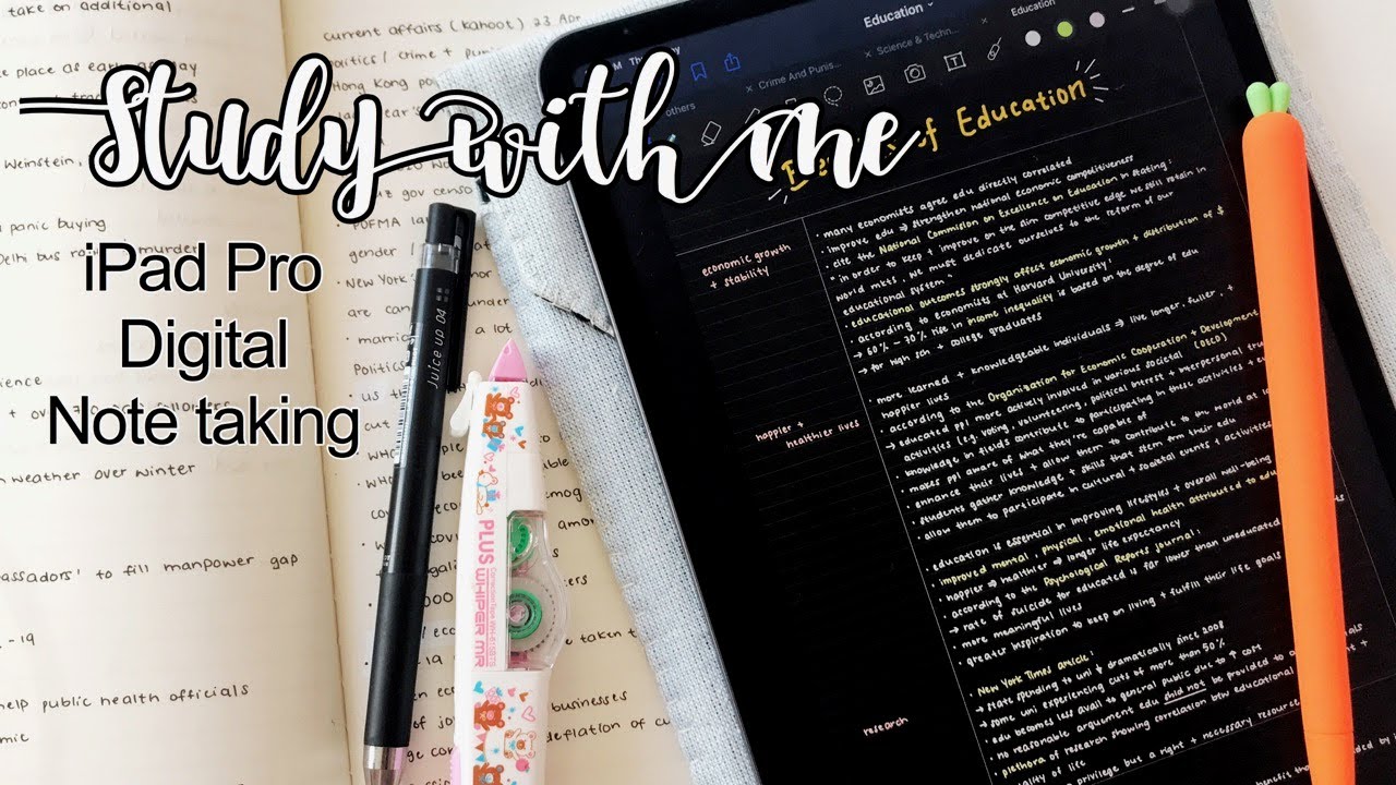 study with me iPad pro || digital notetaking on GoodNotes 5