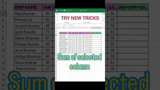 sum of selected column trick in excel #excel #excelformulas #excelfunctions