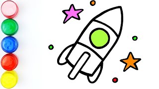 কিভাবে একটি স্পেস রকেট আঁকা এবং রঙ করা যায় | বাচ্চাদের জন্য সহজ অঙ্কন screenshot 1