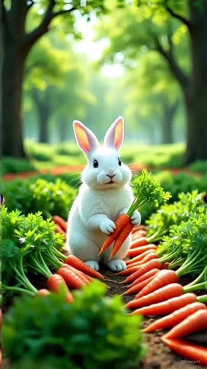 White Rabbit Saves His Carrots from Drought🌱Inspiring Rabbit Story #funny #rabbit #cute #ai #shorts