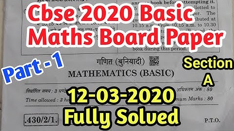 CBSE 2020 BASIC MATHS BOARD PAPER SOLUTION CLASS 10TH ||set 1 maths board paper