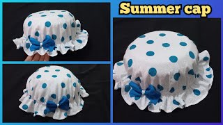 Baby girl summer cap from lawn fabric  DIY#How to make summer fabric cap#5 minute cap craft