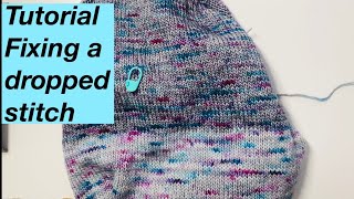 Knitting tutorial: Fixing a dropped stitch after binding off or a long way down