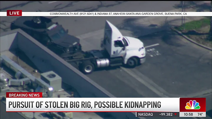 Police armored vehicle smashes into stolen big rig during pursuit