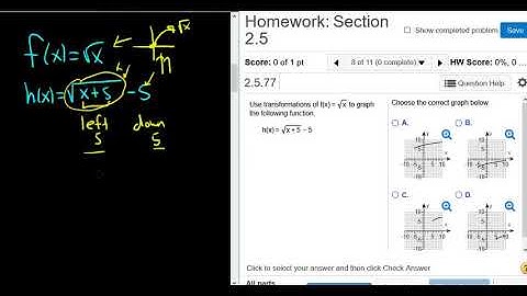 Vertical and Horizontal Translation Example with f(x) = sqrt(x) MyMathlab Homework