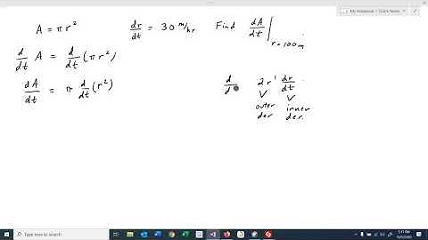 Math 2413 Sec 3.11 (part 1) Related Rates Rate of Change in Area with respect to Time