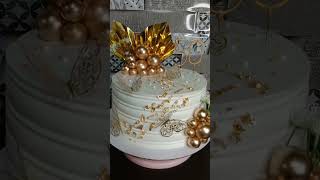 Gold and White 50th Birthday Cake #shortsvideo #youtube Gold and White 50th Birthday Cake #shortsvideo #youtube