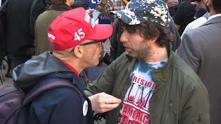 Protestors Face Off Outside Court for Trump’s Arraignment