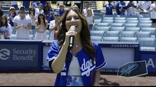 Dani Rose sings the National Anthem at Dodger Stadium