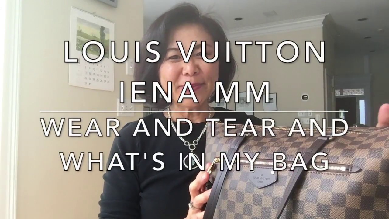 Louis Vuitton Iena MM Wear and Tear and What&#39;s in My Bag! - YouTube