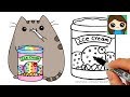 How to Draw Tub of Rainbow Ice Cream | Pusheen