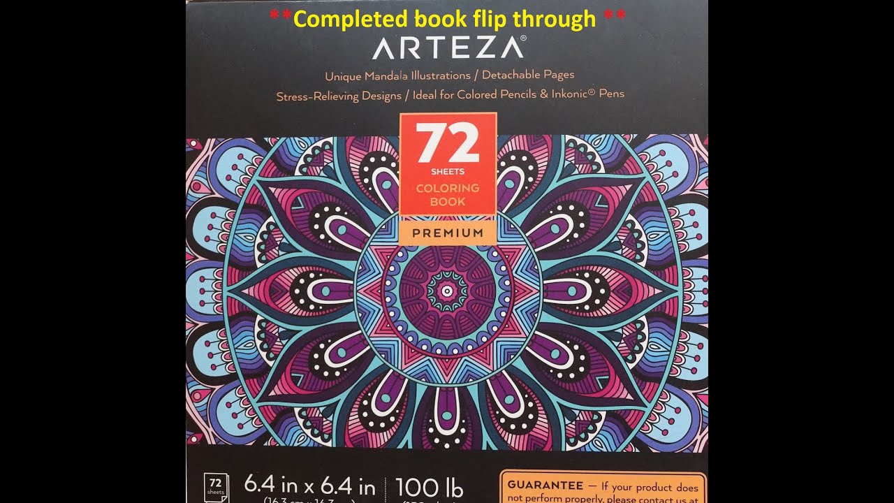 Completed Adult Colouring Book Flip Through - Arteza Mandalas