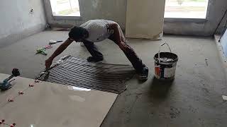 Installing 32x48 Large Format Floor Tile | Master Tile Work amir ali tile master #tilefixing