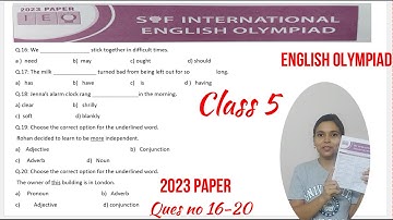 English Olympiad Class 5 Question Paper 2023 Ques no 16-20 | Class 5 English Olympiad Question Paper