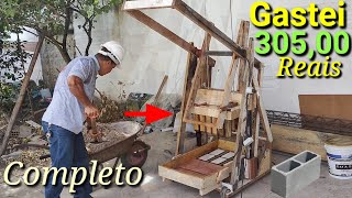 Pedreiro cria e faz máquina de fazer blocos com madeira reciclagem ♻!@Escutaoveio