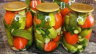 ПРОСТО ЗАЛИВАЮ КИПЯТКОМ. Закрываю по 50 банок! Невероятно вкусный рецепт с ПОМИДОРАМИ и огурцами