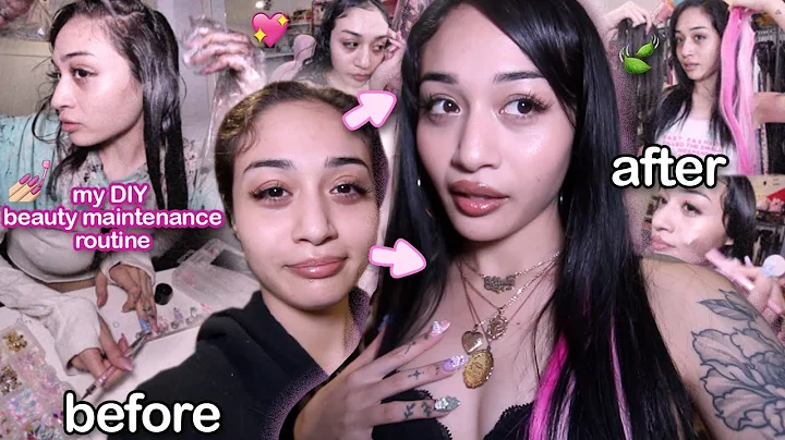 ✨ diy beauty maintenance routine ✨nails, lashes, hair, brows, & moreeee 💅🏻🥰 LETS GLOW UP :P 😋💞🍃 thumbnail
