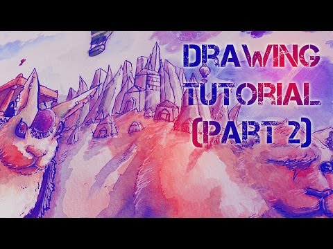 Part1 Tutorial How To Draw A Fantasy Manga Landscape Come Disegnare Un Paesaggio Fantastico Youtube