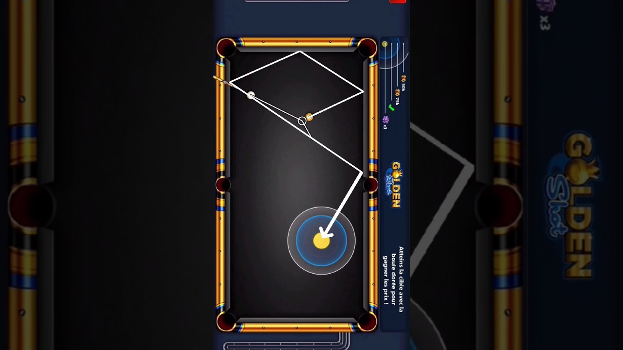 Learn trickshot easy on golden shots # 8ballpool 