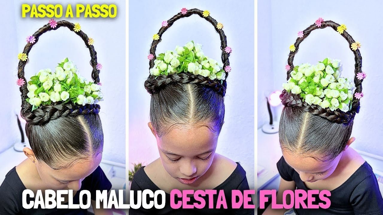 Penteado Maluco de Cesta de Flores 🌸 cabelo maluco Super Criativo