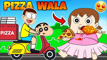 Shinchan And Nobita Play Noob Vs Pro Vs Hacker In Pizza Food RUN 3D 🤣🤣 | Funny Game |