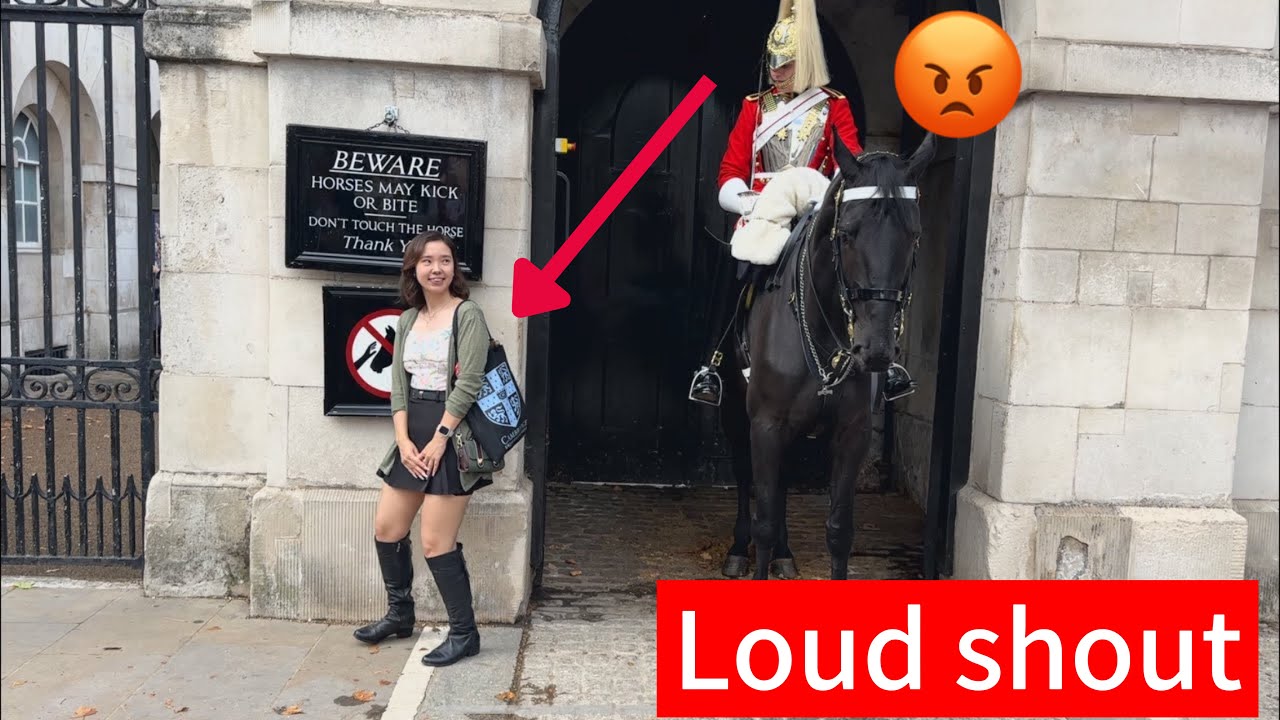 Guard Shouts at Tourist for Crossing the White Line!