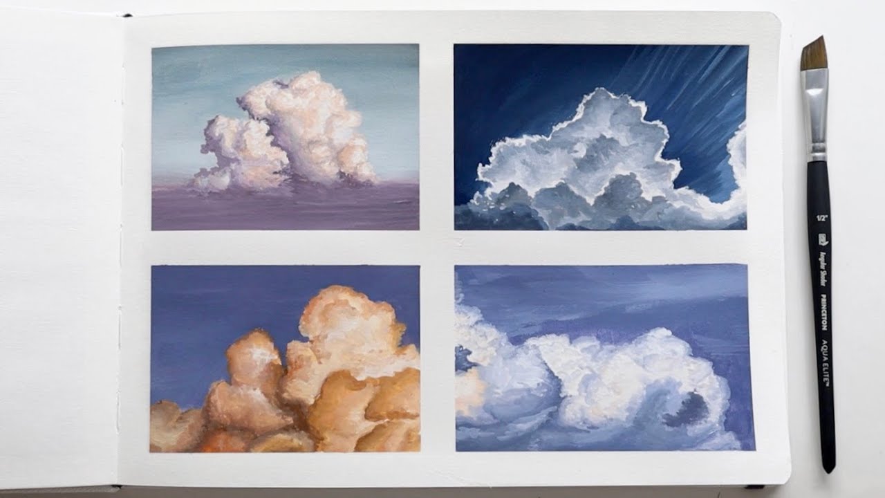 tutorial: how to paint clouds with watercolor + white gouache 